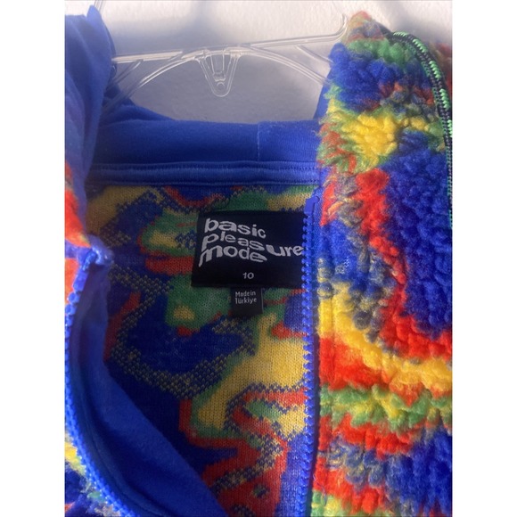 Dolls Kill Basic Pleasures Mode Fantasia Borg Trippy Print Fleece Zip up Jacket - Picture 6 of 11